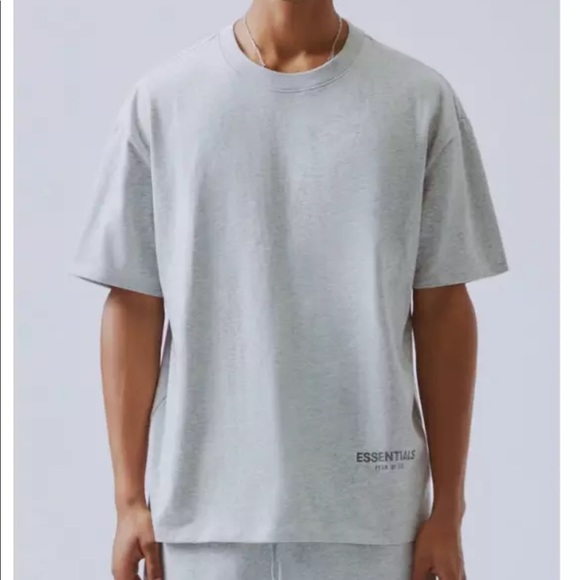 fear of god essentials grey tee